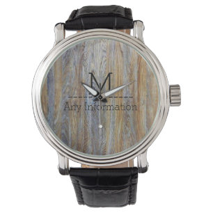 Wood Grain Texture Monogram #5 Watch