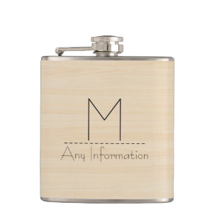 Wood Grain Texture Monogram Hip Flask