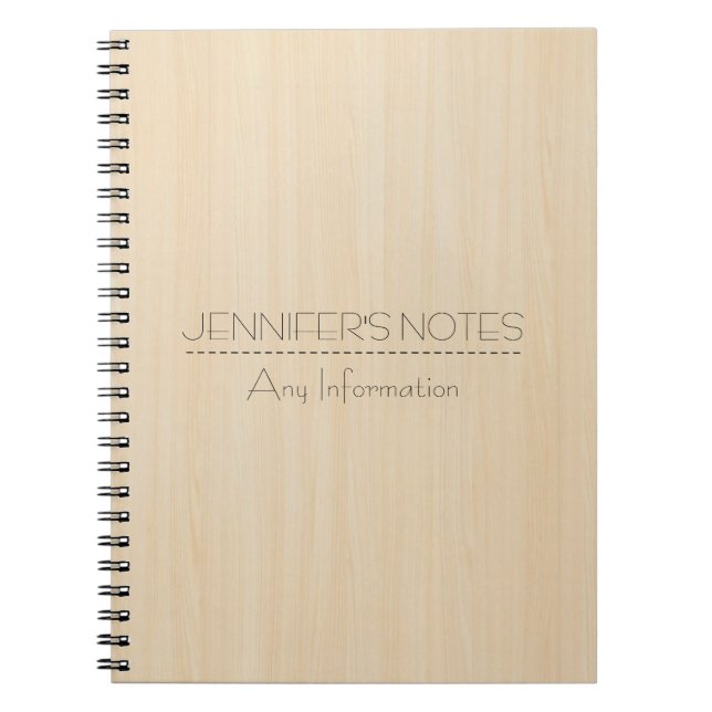 Wood Grain Texture Monogram Spiral Notebook (Front)