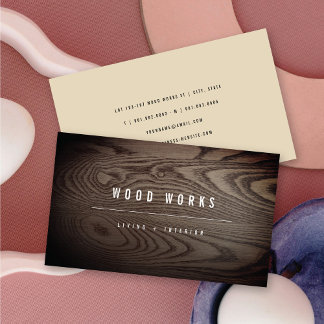Wood Grain Texture Photo Minimalist Construction Business Card