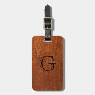 Wood Grain Texture   Rustic Monogram Luggage Tag