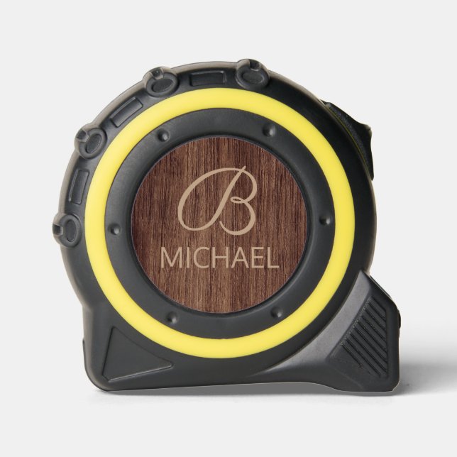 Wood Grain Timber With Monogram Personalised Name 1 (Front)