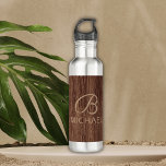 Wood Grain Timber With Monogram Personalised Name 710 Ml Water Bottle<br><div class="desc">Wood Grain Timber With Monogram Personalised Name water bottle features a piece of rustic timber with a monogram and personalised name. Personalise by editing the text in the text box or delete for no text. Designed by ©Evco Studio www.zazzle.com/store/evcostudio</div>