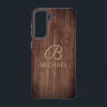 Wood Grain Timber With Monogram Personalised Name Samsung Galaxy Case<br><div class="desc">Wood Grain Timber With Monogram Personalised Name Smartphone Samsung Galaxy Phone Case features a rustic timber wood background with your monogram and personalised name. Perfect gift for Christmas,  birthday,  Father's Day and more. Designed by © Evco Studio</div>