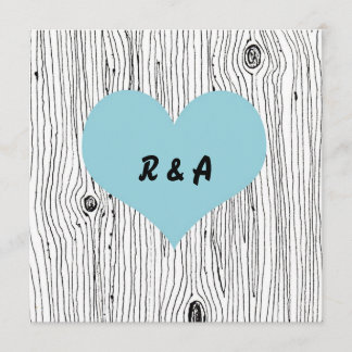 Wood Grain Tree Blue Wedding Invitations