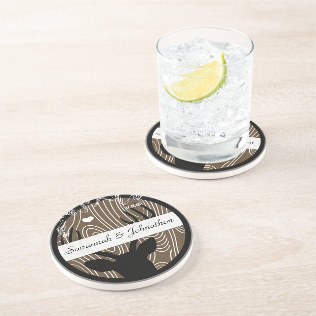 Wood Grain Tree Save the Date Coaster (Side)