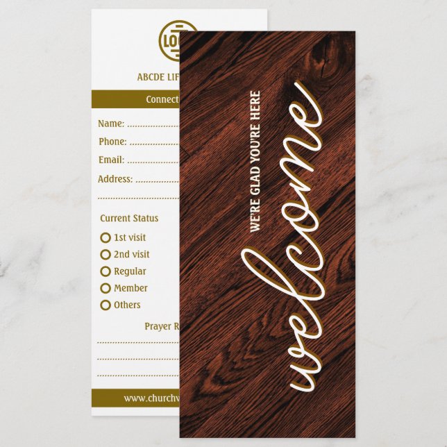 Wood Grain Welcome Church Connection Card (Front/Back)