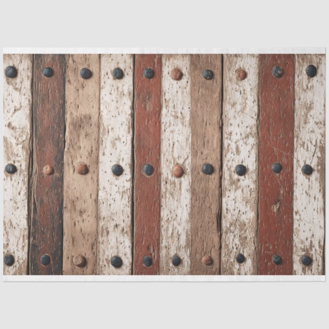 Wood Grain with Brown Nails Decoupage Tissue Paper (Front)