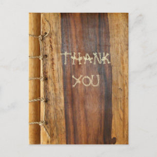 Wood Grained Laced Thank You Postcard. Postcard