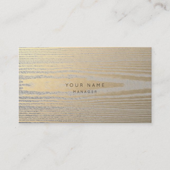 Wood Grey Silver Gold Metallic Appointment Card (Front)