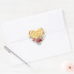 Wood heart and roses Country Love Sticker