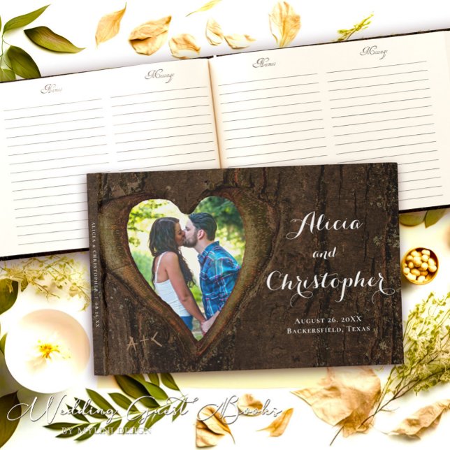 Wood Heart Photo Frame, Rustic Wedding Guest Book (Creator Uploaded)