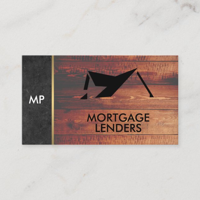Wood Home Icon | Real Estate Agent Business Card (Front)