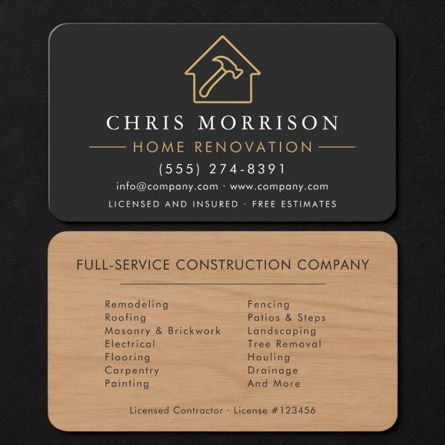 Wood Home Improvement Business Card (Creator Uploaded)