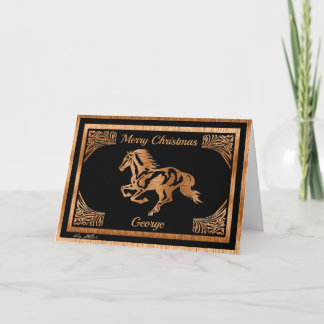 WOOD HORSE SILHOUETTE HOLIDAY CARD
