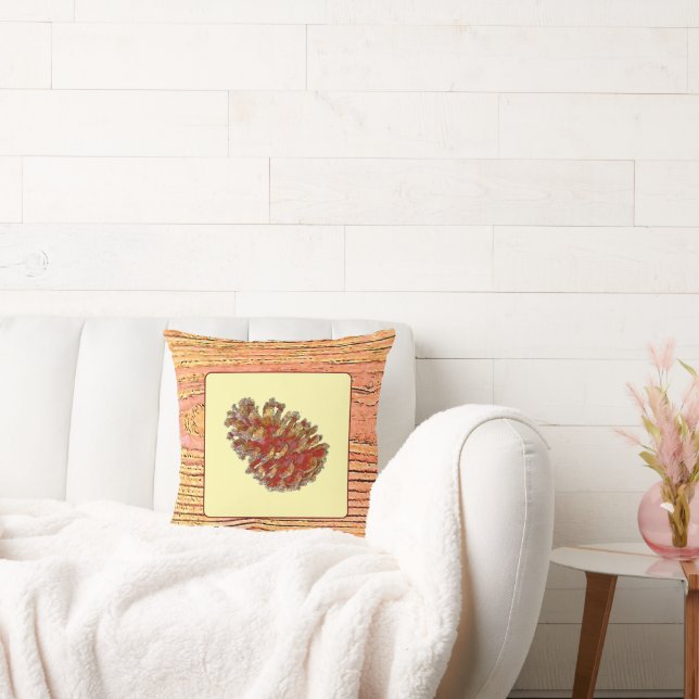 wood imitation and pinecone cushion (Couch)