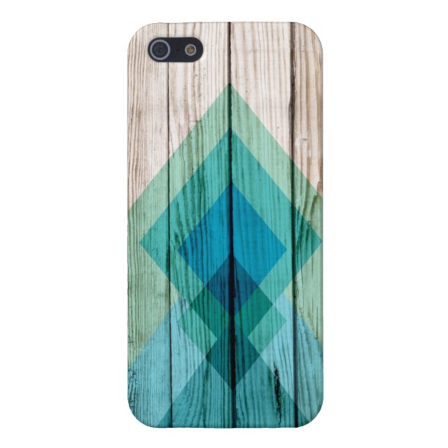 Wood iPhone 5 case chevron geometric mint (Back)