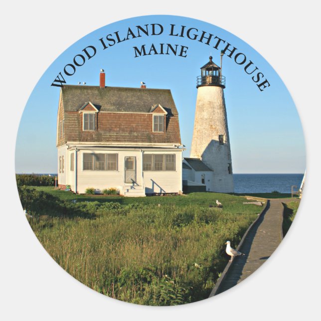 Wood Island Lighthouse Maine Large Stickers (Front)