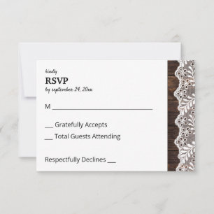 Wood & Lace no Meal RSVP Card