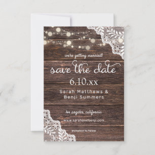 Wood Lace & String Lights Save The Date V2