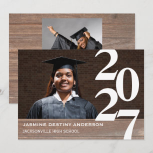 Wood & Large Numbers - Graduation Announcement