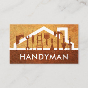 Wood Layered Handyman Tools Silhouette Business Card