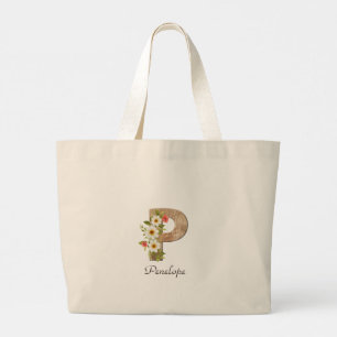 Wood letter P flower monogram retirement Tote Bag