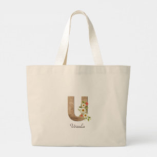 Wood letter U flower monogram retirement Tote Bag