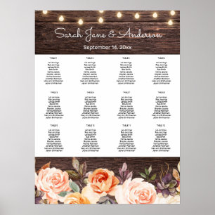 Wood Lights, Blush & Peach Floral Seating Chart 2
