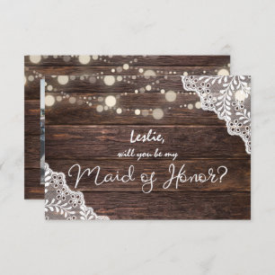 Wood Lights Will You Be My Maid of Honour? Photo Invitation
