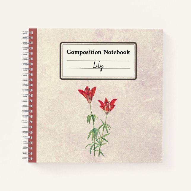Wood Lily Flower Personalised Composition Notebook (Front)