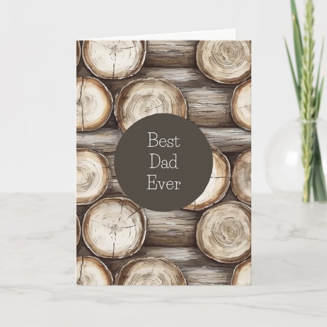 Wood Log Cabin Birthday Card (Front)
