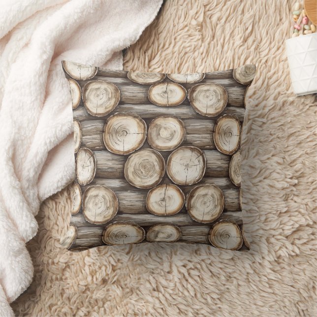 Wood Log Cabin Christmas Cushion (Blanket)