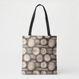 Wood Log Cabin Christmas Tote Bag
