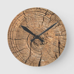 Wood Log Round Clock