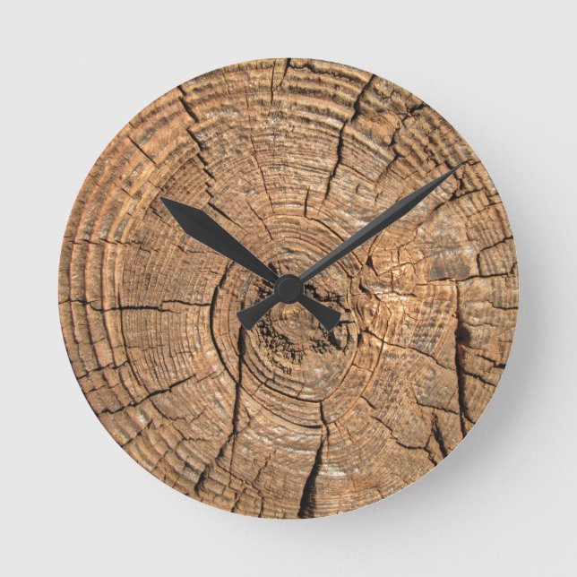 Wood Log Round Clock (Front)
