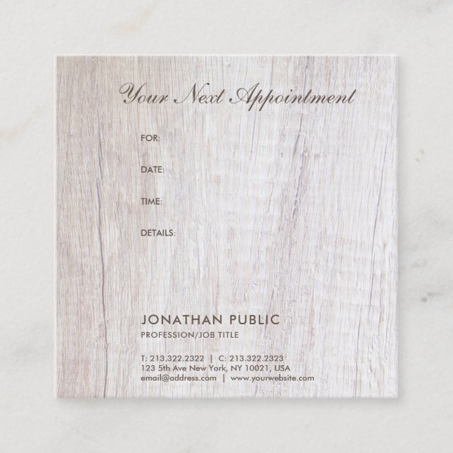 Wood Look Appointment Reminder Elegant Template Card (Front)