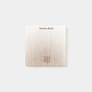 Wood Look Calligraphed Monogram Template Custom Post-it Notes