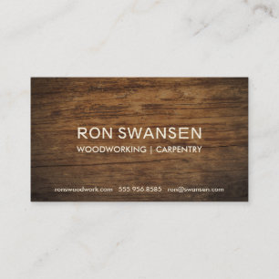 Wood-Look Dark Brown Masculine Simple Understated Business Card