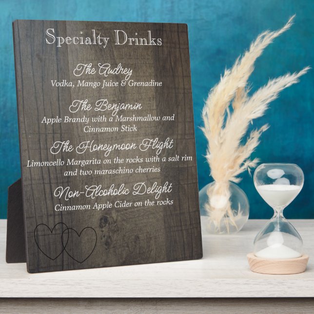 "Wood Look" Drink Menu Plaque (Side)