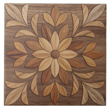Wood-Look Floral Parquet
