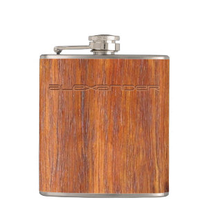 Wood look with custom engraved name hip flask