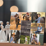 Wood Look You are the One Photo Collage Plaque<br><div class="desc">Modern photo collage which you can personalise with 7 of your favourite photos. The template is set up ready for you to add your photos, working clockwise from the top left. The wording reads "you are the one" in modern oversized print and casual script typography. This design a rustic wood...</div>