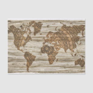 wood map tissue paper
