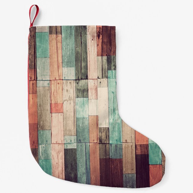Wood material background. Vintage wallpaperbackgro Small Christmas Stocking (Front)