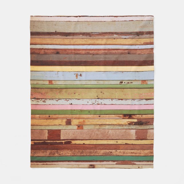 Wood Material: Vintage Wallpaper Texture Fleece Blanket (Front)