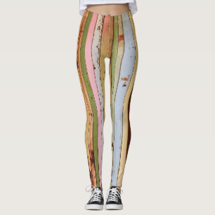 Wood Material: Vintage Wallpaper Texture Leggings