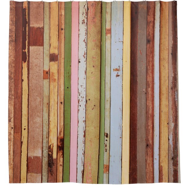 Wood Material: Vintage Wallpaper Texture Shower Curtain (Front)