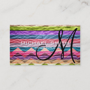 Wood Modern Colourful Chevron Striped Business Card