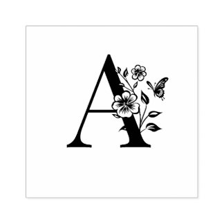 wood monograme A Rubber Stamp